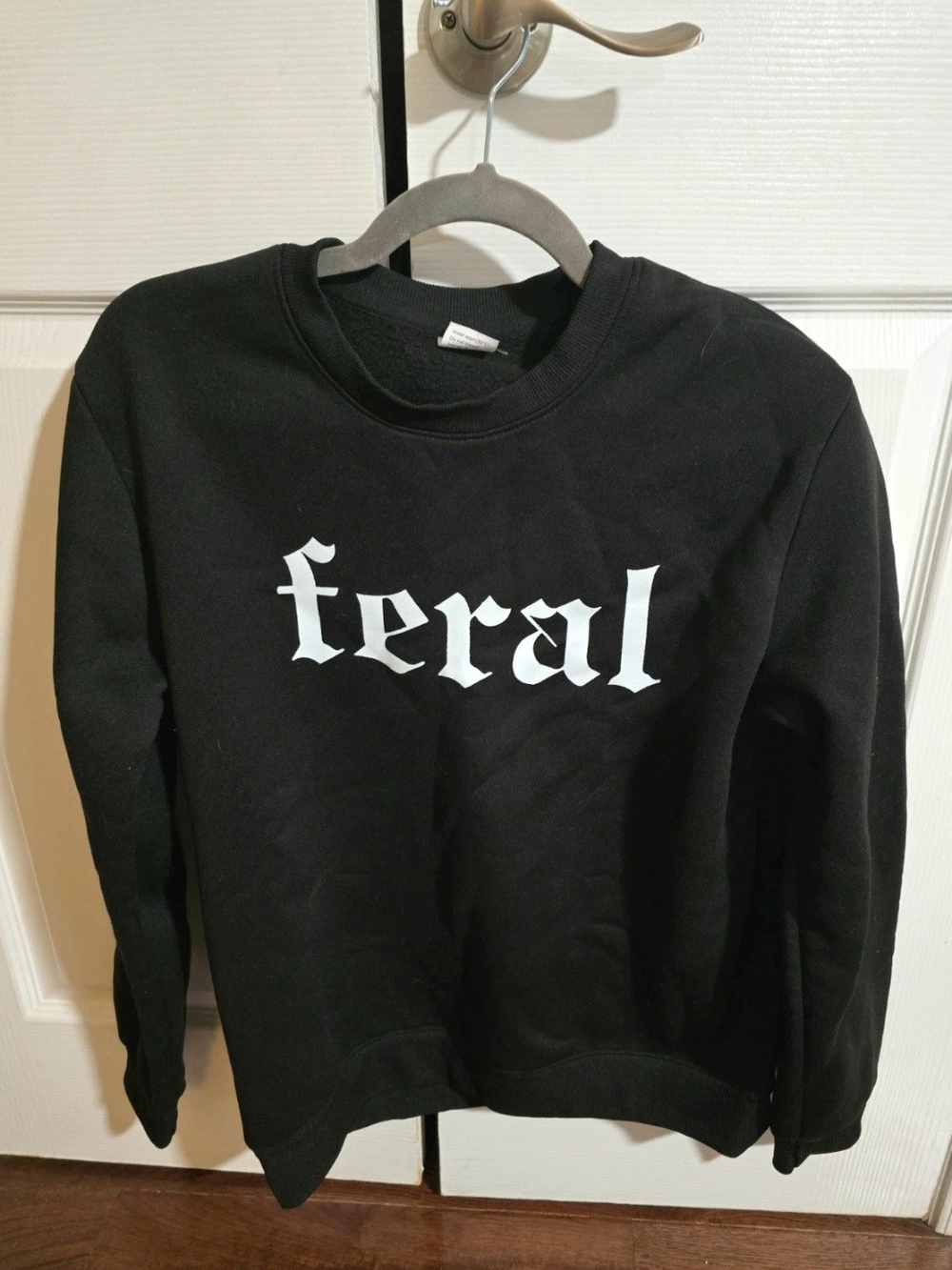 Black 'Feral' Graphic Crewneck Sweater - Women